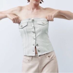 ZARA DENIM BUSTIER TOP
